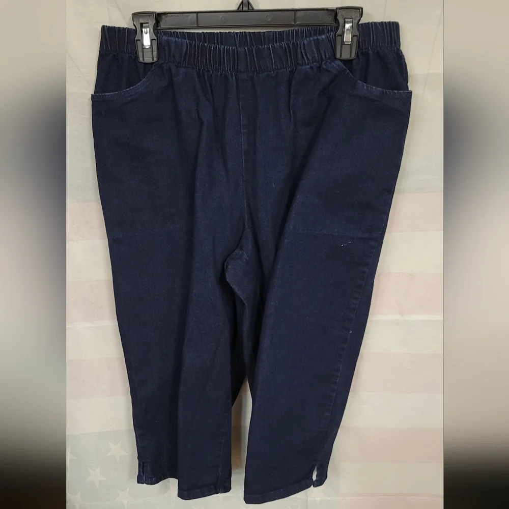 Women Within - Elastic Waist Blue Denim 20W Petite Capri Pants